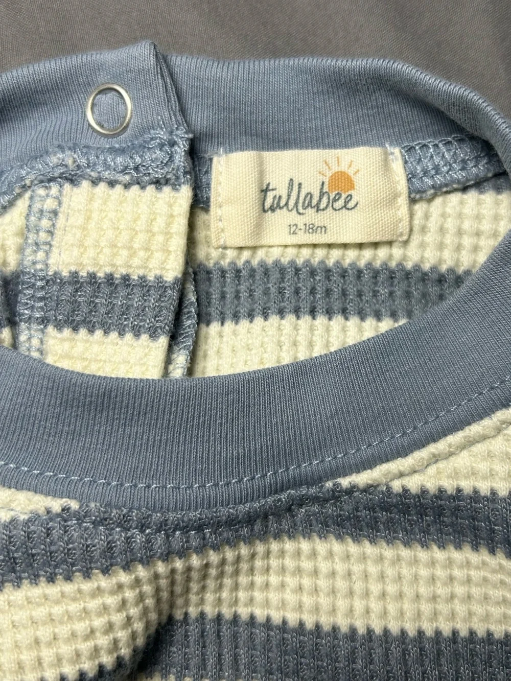Tullabee Striped Baby Romper Top in Cream and Navy